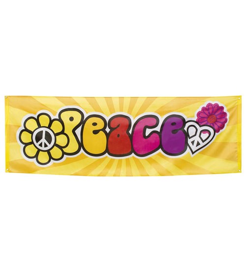 Hippie-Banner mit "Peace" - 220 x 74 cm