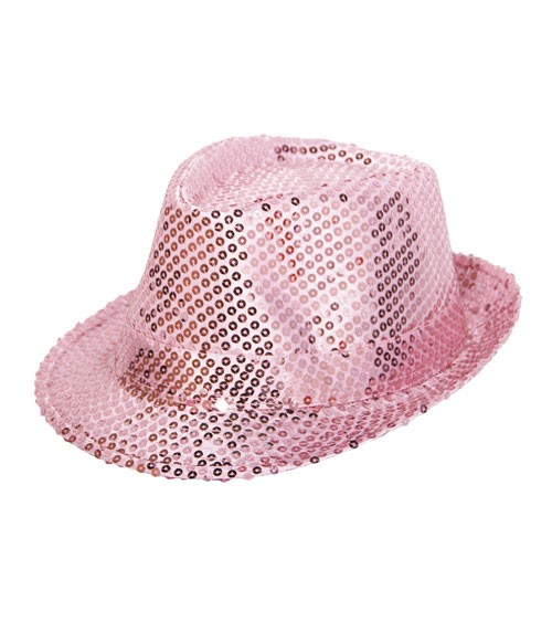 Trilby-Hut mit Pailletten - rosa