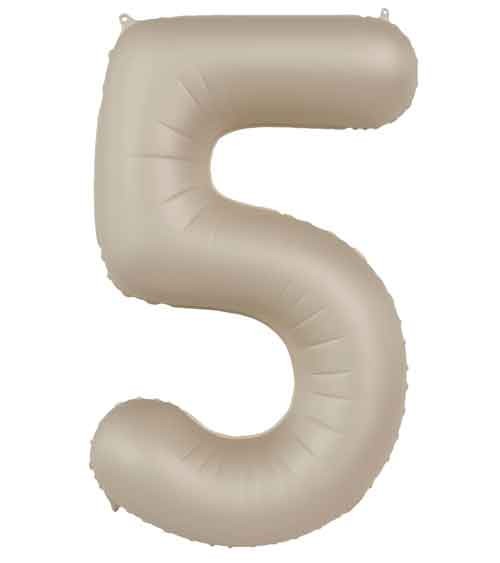 Folienballon Zahl "5" - creamy latte - 86 cm