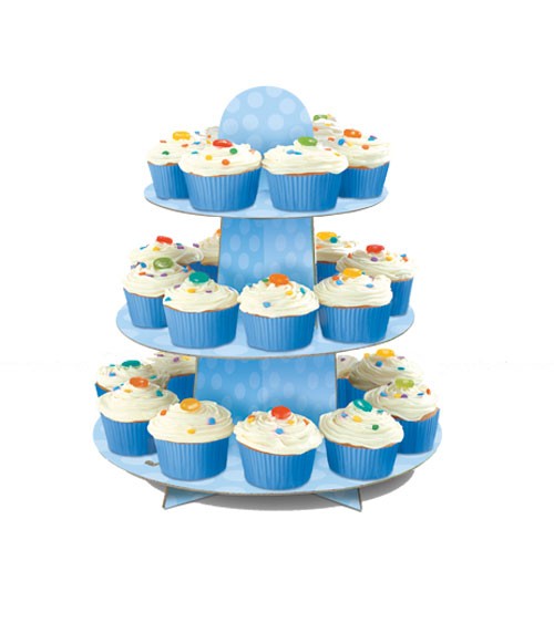 Cupcake-Ständer mit Punkten - hellblau