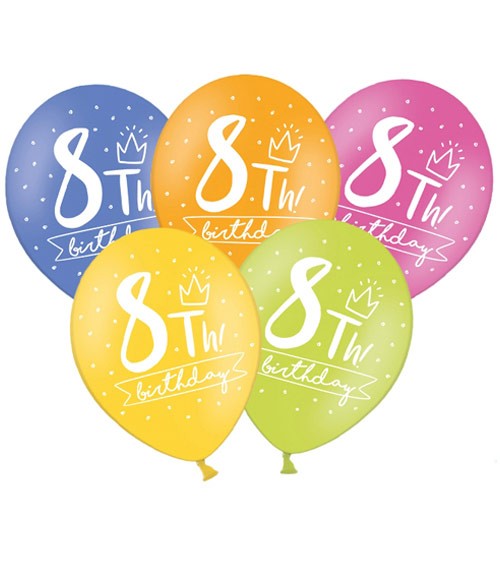 Luftballon-Set "8th Birthday" - bunt - 50 Stück