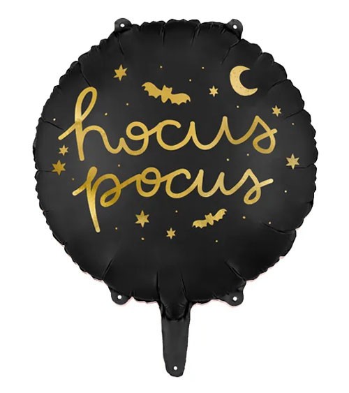 Runder Folienballon "Hocus Pocus" - schwarz & gold - 45 cm