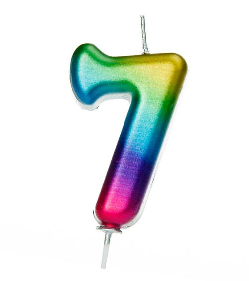 Geburtstagskerze Zahl "7" - metallic rainbow
