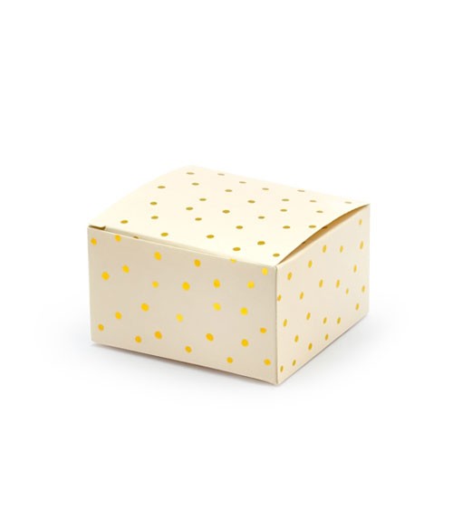 Gastgeschenkboxen mit goldenen Punkten - creme - 10 Stück