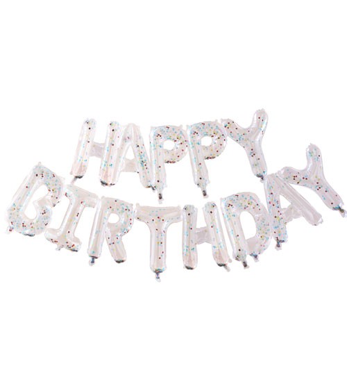 Transparente Happy Birthday Folienballons mit Konfetti