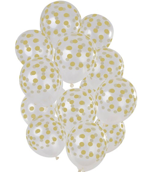 Transparente Luftballons mit goldenen Punkten - 15 Stück