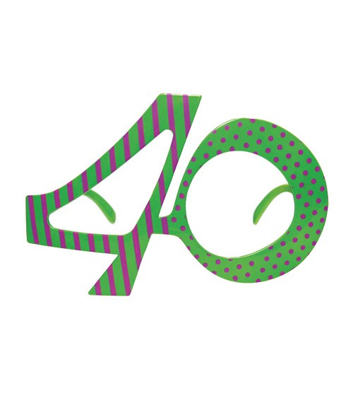 Partybrille "40" - grün/violett