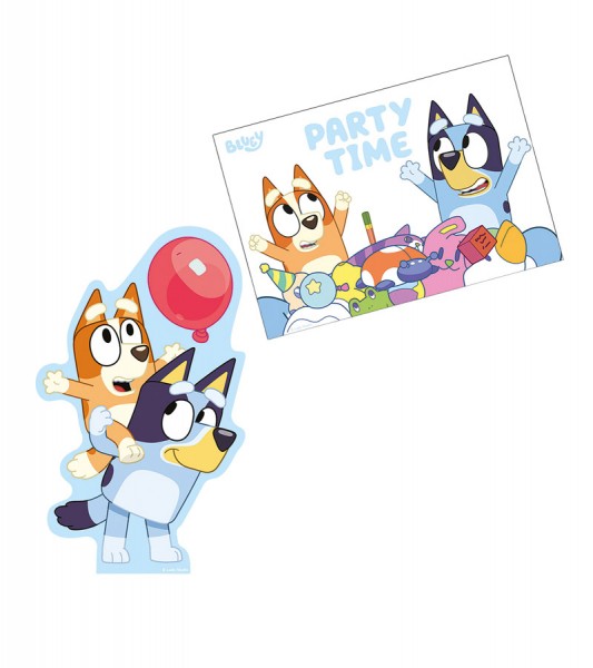 Einladungskarten mit Umschlägen "Bluey" - 8 Stück