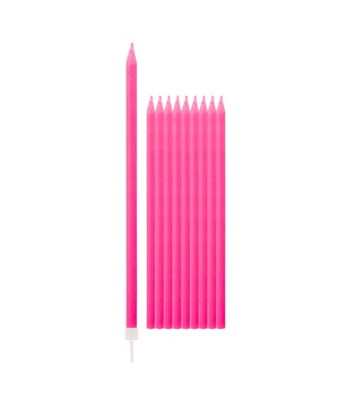 Lange Kuchenkerzen - pink - 15,5 cm - 10 Stück