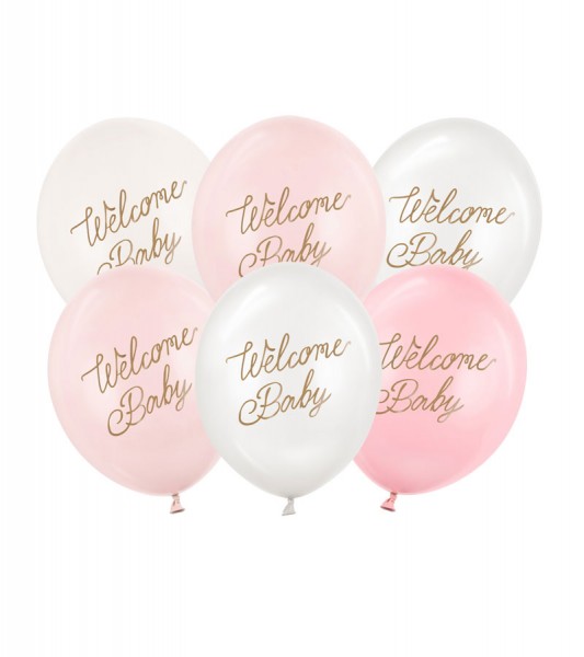Luftballon-Set "Welcome Baby" - Farbmix Rosa - 6-teilig