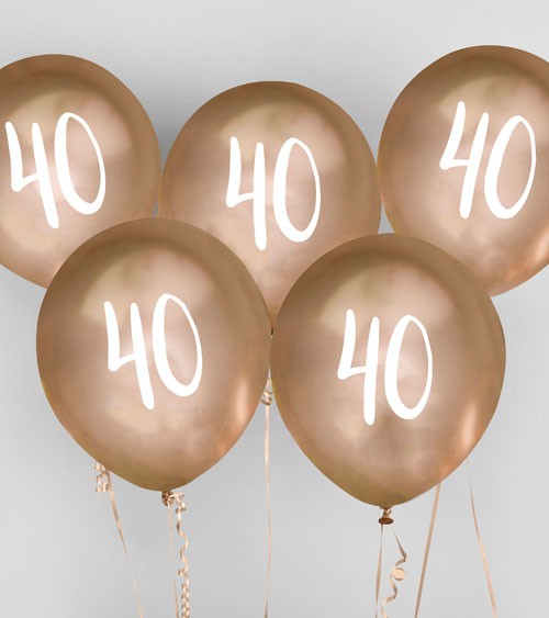 Metallic-Luftballons "40" - gold - 5 Stück