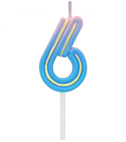 Zahlenkerze 6 "Neon" - 4,4 cm