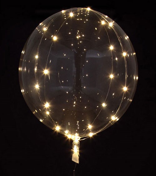 Leuchtender Kugelballon mit LED - weiß - 45 cm