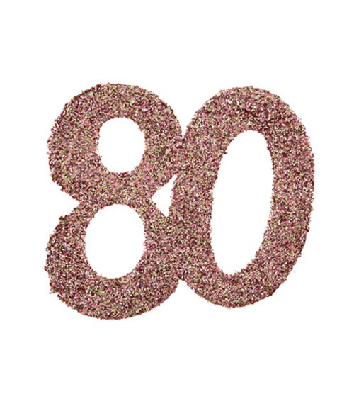 Streuteile mit Glitter "80" - rosegold - 6 Stück