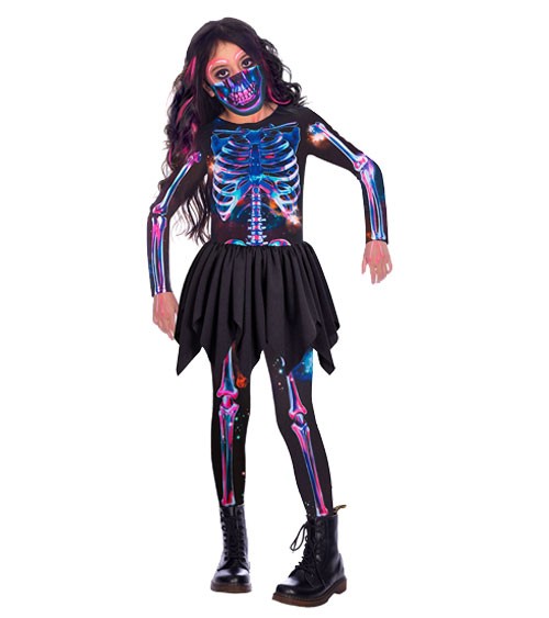 Kinderkostüm "Neon Skeleton Girl" - 100% recycelt