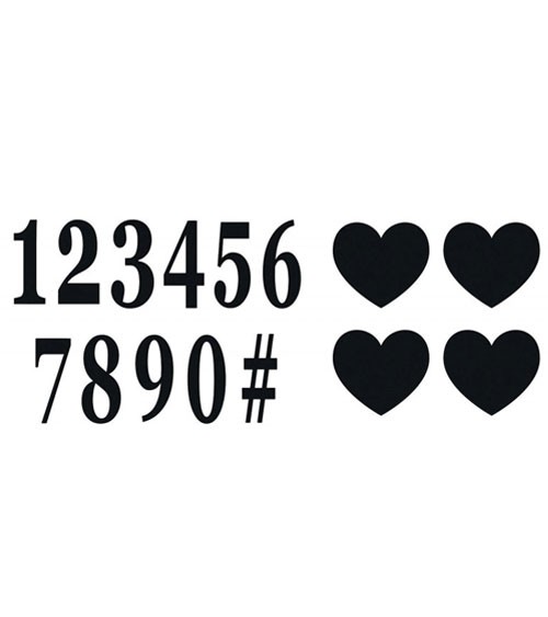 Sticker-Set "Zahlen & Herzen" - schwarz - 16-teilig