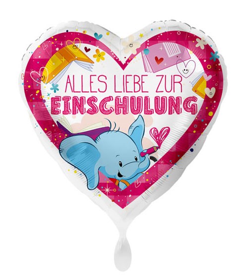 Herz-Folienballon "Alles Liebe zur Einschulung"- pink