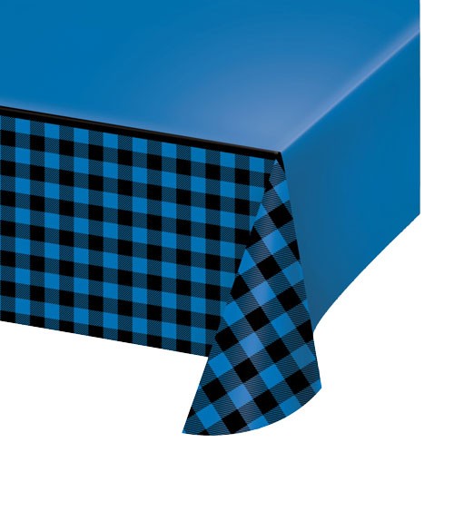 Papier-Tischdecke "Karo" - blau & schwarz - 137 x 259 cm