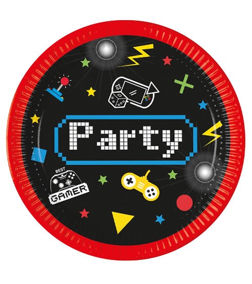Pappteller "Gaming Party" - 8 Stück