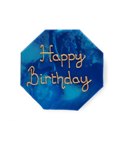 Zuckerdekor "Geo Navy" - Happy Birthday - 8,5 cm