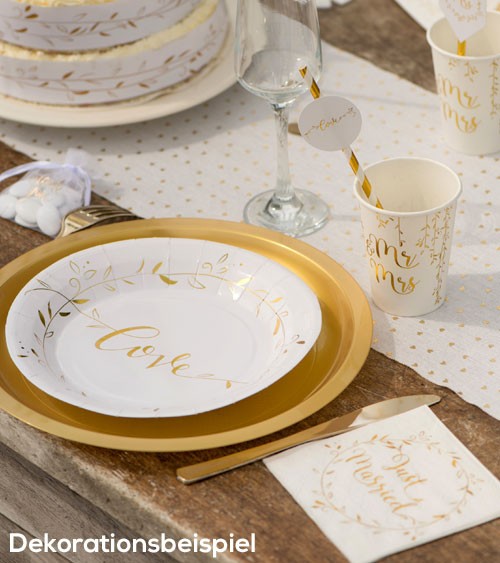 Love-Pappteller "Gold & White" - 10 Stück