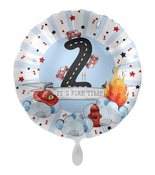 Folienballon "Happy Fire Engine" - 2. Geburtstag