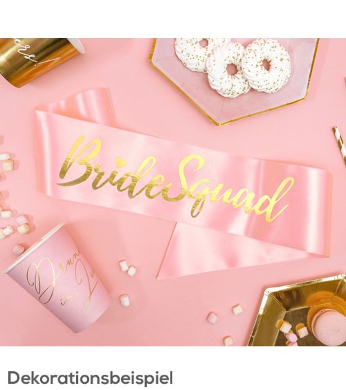 Satin-Schärpe "Bride Squad" - rosa/gold - 75 cm