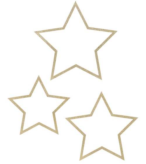Hängedekoration-Set aus Holz "Sterne" - mit Goldglitter - 3-teilig