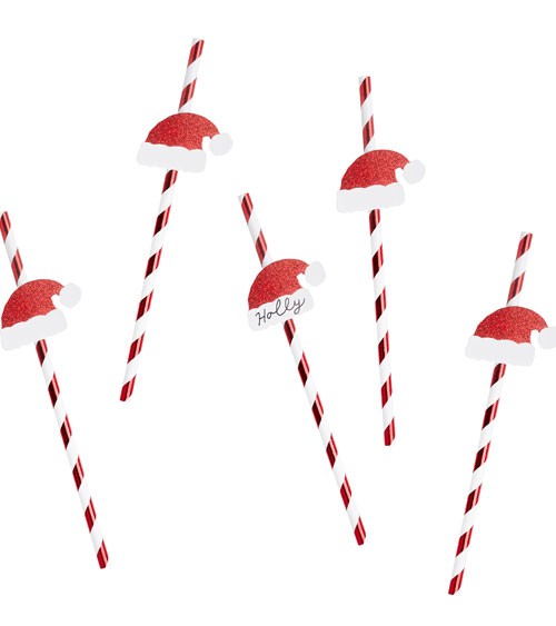 Papierstrohhalme "Santa Hat" - 16 Stück