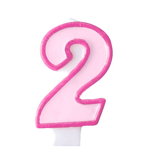 Geburtstagskerze "2" - rosa/pink