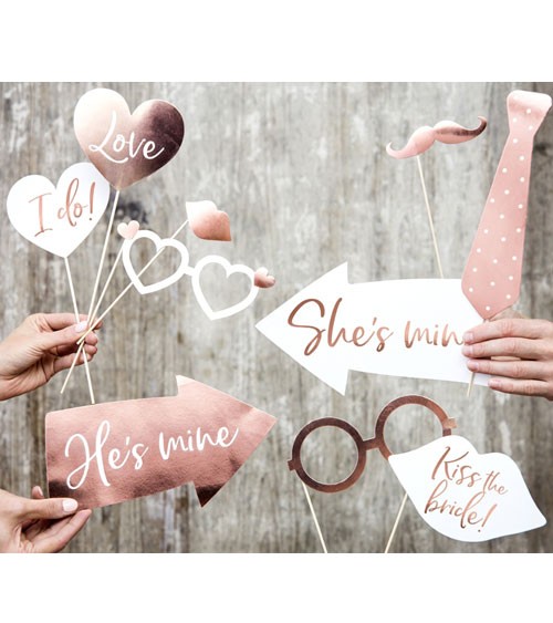 Hochzeits-Photobooth-Props - rosegold - 12 Stück