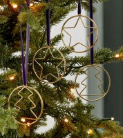 Metallringe zum Hängen mit Stern und Tannenbaum - gold - 4-teilig