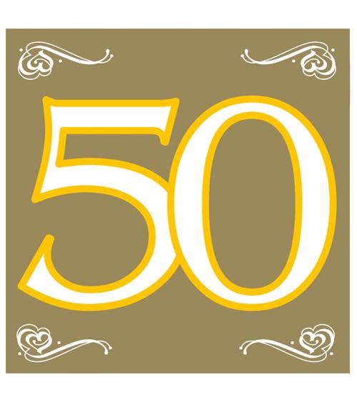 Servietten "50" - gold - 20 Stück