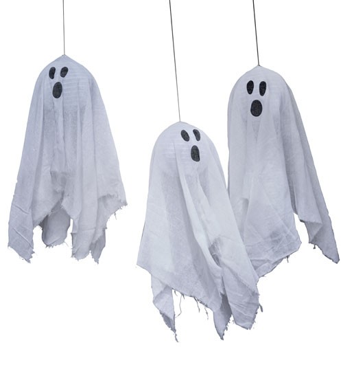 Halloween-Geister aus Lampions & Stoff - 3-teilig