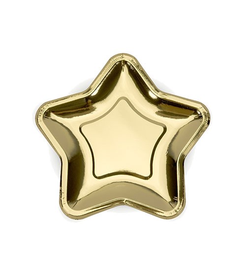 Kleine Stern-Pappteller - metallic gold - 6 Stück