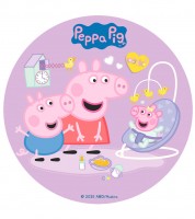 Essbarer Tortenaufleger "Peppa Pig - New Baby" - 20 cm