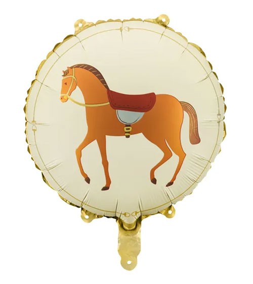 Runder Folienballon "Braunes Pferd" - 45 cm