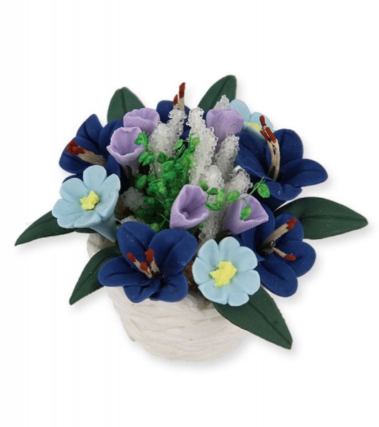 Blumengesteck im Korb - blau - 3 x 2,5 cm