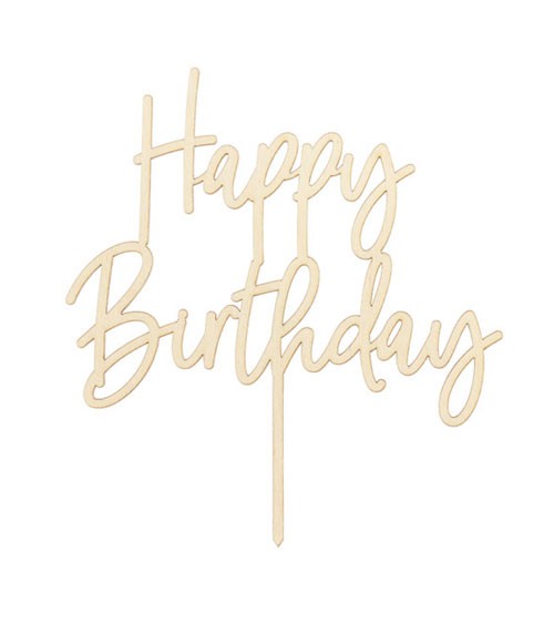 undefined | Cake-Topper aus Holz "Happy Birthday"