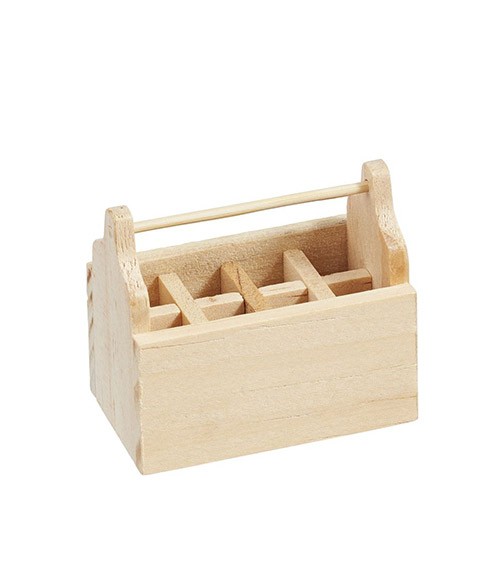 Mini Werkzeugbox aus Holz - natur - 4,4 x 2,6 x 3,8 cm