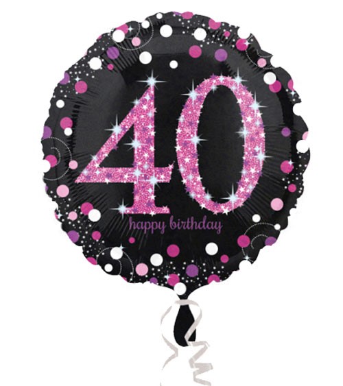 Runder Folienballon "Sparkling Pink" - 40. Geburtstag