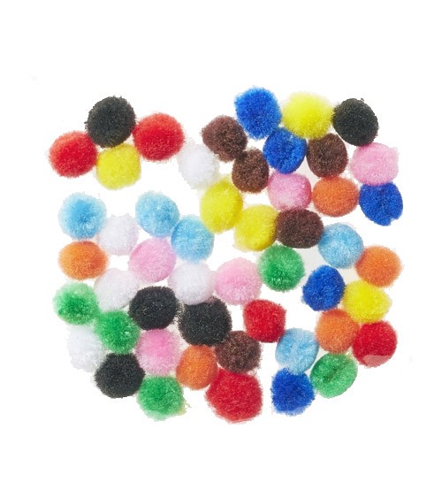 Miniatur Pompons - bunt - 1 cm - 50 Stück