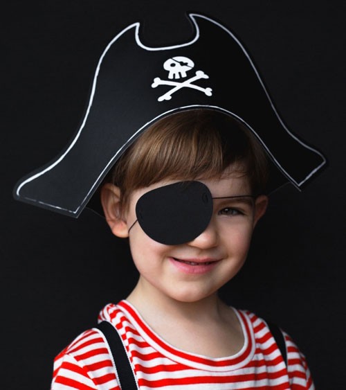Kinder-Piratenhut aus Pappe mit Augenklappe - 2-teilig