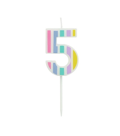 Geburtstagskerze Zahl "5" - Pastell