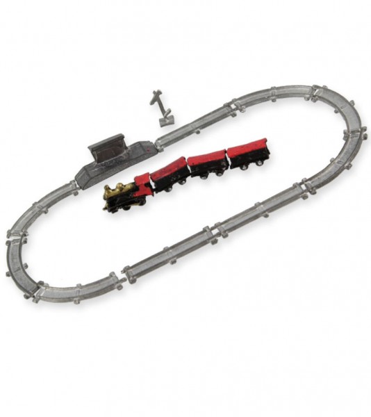 Miniatur Modellbau Eisenbahn mit Schienen aus Metall