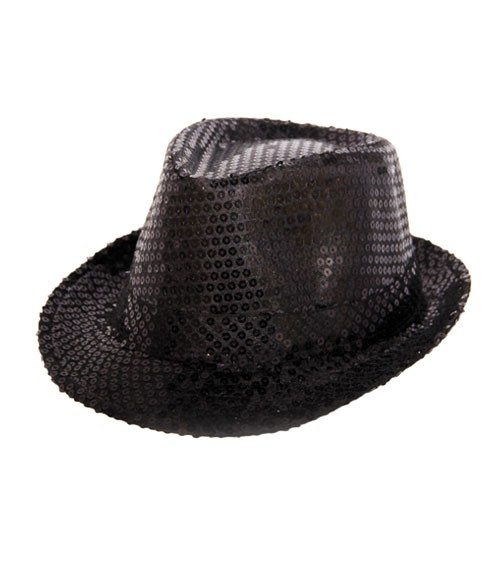 Trilby-Hut mit Pailletten - schwarz