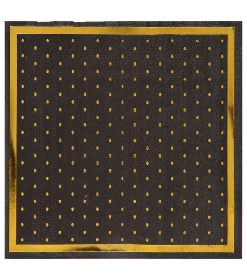 Servietten mit goldenen Pünktchen - schwarz - 20 Stück