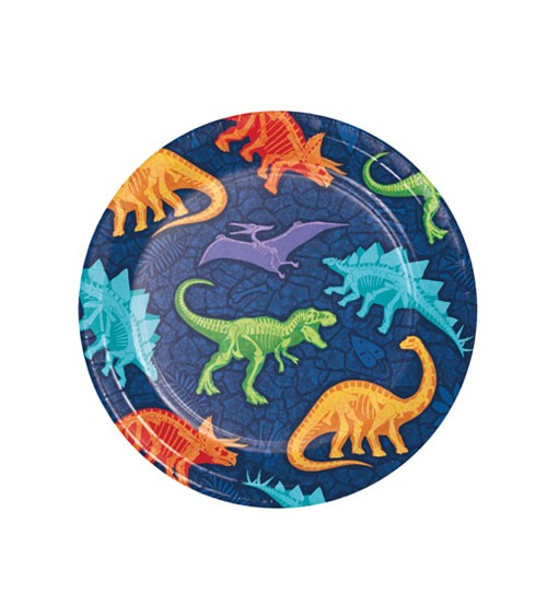 Kleine Pappteller "Bright Dino" - 8 Stück