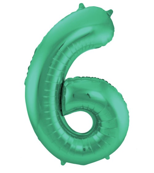 Zahl-Folienballon "6" - matt grün - 86 cm