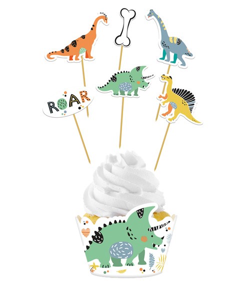 Cupcake-Deko-Set "Dino Roars" - 12-teilig